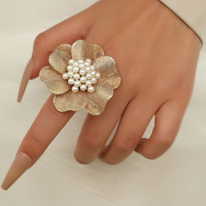 Ash - Inlaid Spherical Stone Adjustable Ring